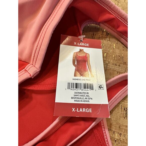 Lands' End Women's One Piece Swimsuit Size XL/18 Red Pink Stretch UPF 50 New NWT - Picture 3 of 7